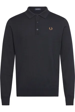 Fred Perry Classic Knitted Shirt Ls Tops Polos Long-sleeved Navy