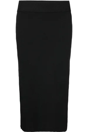 Y.A.S Assi Hw Midi Knit Skirt S. Noos Knelangt Skjørt Black