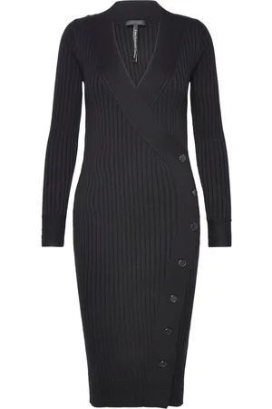 Guess Ls Cecile Bodycon Swtr Knelang Kjole Black