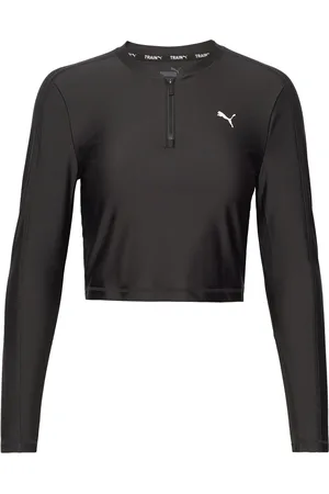 PUMA Fit Eversculpt 1/4 Zip Sport Crop Tops Long-sleeved Crop Tops Black