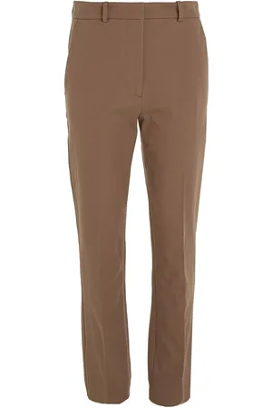 Calvin Klein Stretch Gabardine Slim Cropped Bottoms Trousers Slim Fit Trousers Brown