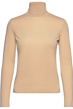 Notes Du Nord Melanie High Neck Blouse Tops T-shirts & Tops Long-sleeved Beige