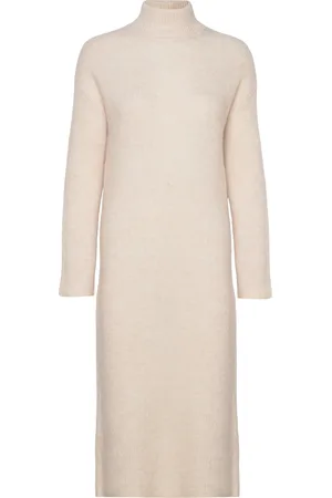 SELECTED Slfmaline Ls Knit Dress High Neck Noos Knelang Kjole Cream