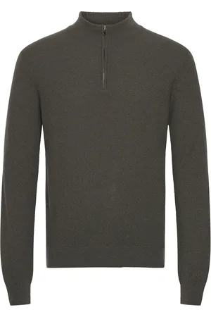 SIR of Sweden Gunvald Tops Knitwear Half Zip Jumpers Khaki Green