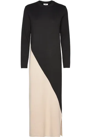 Object Objester Block L/S Knit Dress Rep Maxikjole Festkjole Black