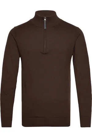 INDICODE Inancona Tops Knitwear Half Zip Jumpers Brown