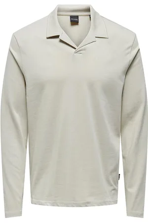 Only & Sons Onsbrody Reg Split Neck Ls Polo Tops Polos Long-sleeved Beige