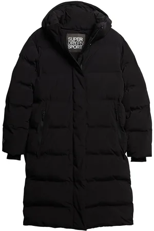 Superdry Hooded Longline Puffer Jacket Sport Coats Winter Coats Black