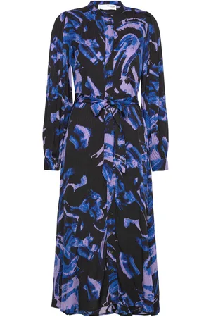 SELECTED Slfcendela Ls Midi Shirt Dress B Knelang Kjole Black