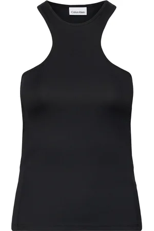 Calvin Klein Stretch Jersey Racer Tank Tops T-shirts & Tops Sleeveless Black