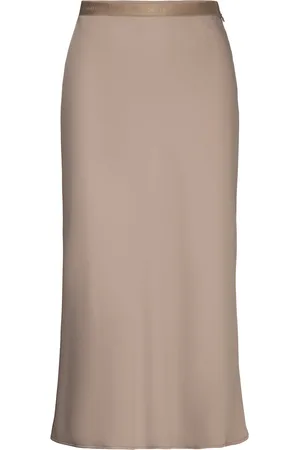 Calvin Klein Recycled Cdc Bias Cut Midi Skirt Knelangt Skjørt Brown