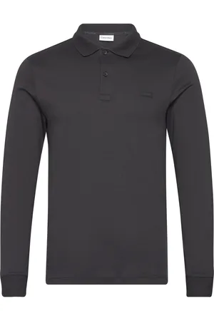 Calvin Klein Liquid Touch Slim Ls Polo Tops Polos Long-sleeved Black