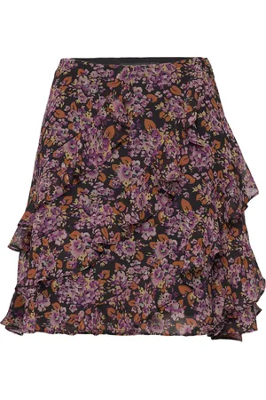 Ralph Lauren Floral Ruffle-Trim Georgette Skirt Kort Skjørt Purple