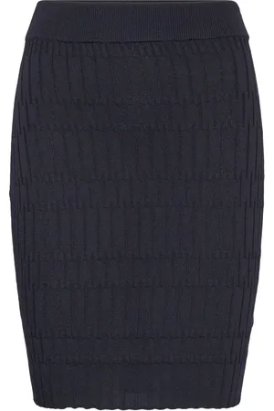 GANT Textured Knitted Skirt Knelangt Skjørt Blue