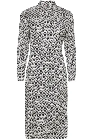Tommy Hilfiger Seal Aop Midi Shirt Dress Knelang Kjole White