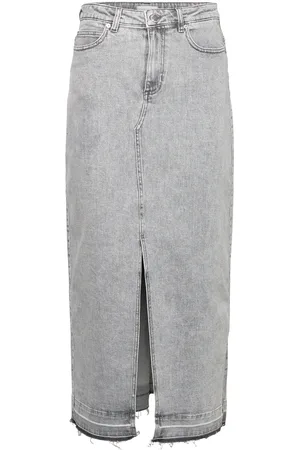 2nd Day 2Nd Larchy Tt - Achromatic Denim Knelangt Skjørt Grey