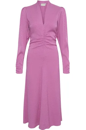 Gestuz Brinagz Midi V-Neck Dress Knelang Kjole Pink
