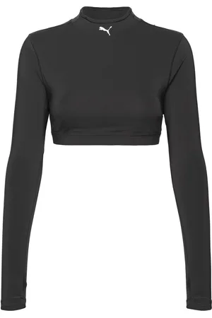 PUMA Modest Activewear Longsleeve Sports Bra Sport Crop Tops Long-sleeved Crop Tops Black