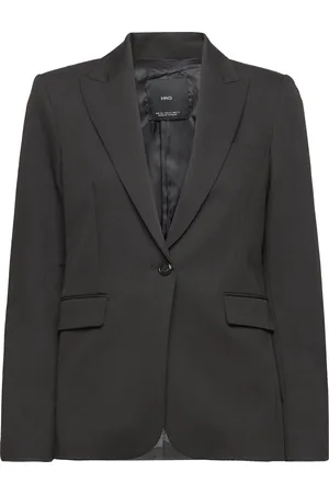 MANGO Fitted Suit Jacket Blazers Single Breasted Blazers Black