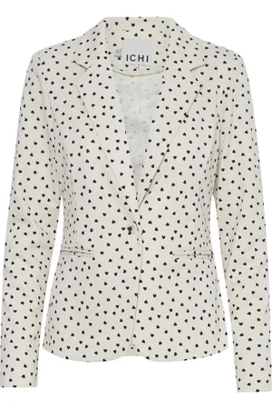 Ichi Ihkate Print Bl18 Blazers Single Breasted Blazers White