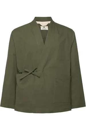 Anerkjendt Akjesper Kimono Overshirt Tops Overshirts Khaki Green