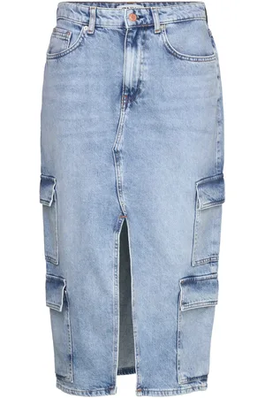 ONLY Onlposey Hw Midi Cargo Dnm Skirt Cro Knelangt Skjørt Blue