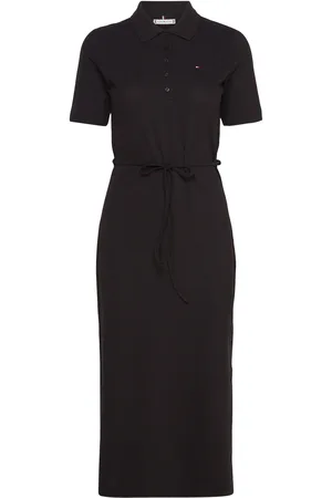 Tommy Hilfiger Reg Breton Midi Polo Dress Ss Knelang Kjole Black
