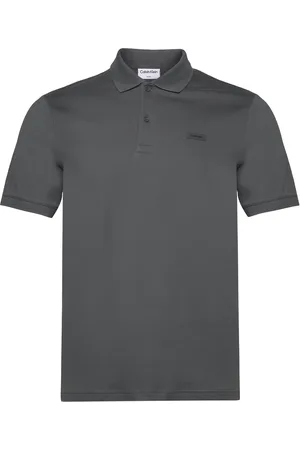 Calvin Klein Smooth Cotton Slim Polo Tops Polos Short-sleeved Grey