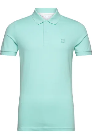 Calvin Klein Ck Embro Badge Slim Polo Tops Polos Short-sleeved Blue