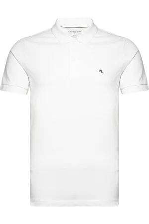 Calvin Klein Ck Embro Badge Slim Polo Tops Polos Short-sleeved White