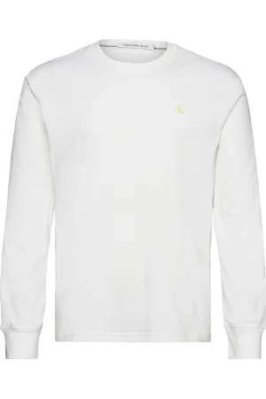 Calvin Klein Institutional Ls Graphic Tee Tops T-shirts Long-sleeved White