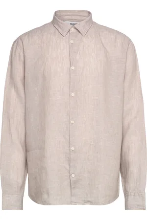 SELECTED Slhregkylian-Linen Shirt Ls Classic Noos Tops Shirts Casual Beige