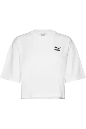 PUMA Better Classics Over D Tee Sport Crop Tops Short-sleeved Crop Tops White