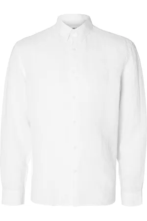 SELECTED Slhregkylian-Linen Shirt Ls Classic Noos Tops Shirts Casual White