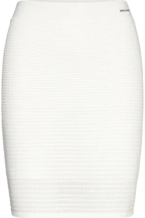 Calvin Klein Geometric Knit Fitted Skirt Skirts Knitted Skirts White