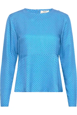 Mads Norgaard Star Anke Top Aop Tops Blouses Long-sleeved Blue