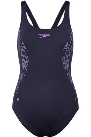 Speedo Womens Placement Muscleback Sport Swimsuits Navy