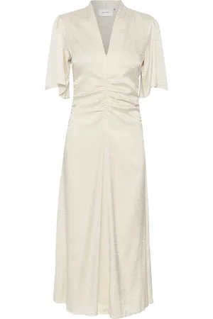 Gestuz Brinagz Midi Ss Dress Knelang Kjole Cream