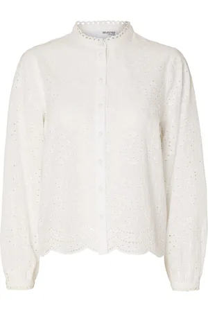 SELECTED Slftatiana L/S Embr Shirt Noos Tops Shirts Long-sleeved White