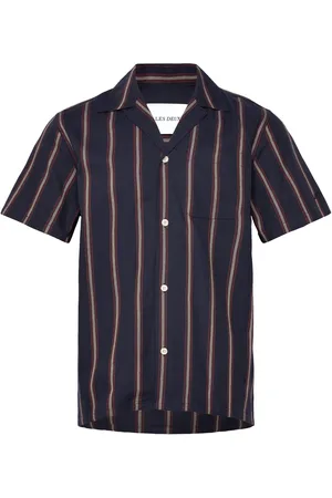 Les Deux Lawson Stripe Ss Shirt Designers Shirts Short-sleeved Navy