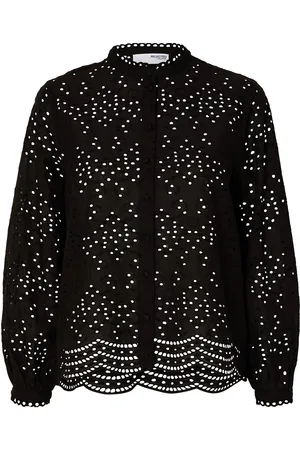 SELECTED Slftatiana L/S Embr Shirt Noos Tops Shirts Long-sleeved Black