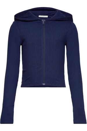 TOM TAILOR Cropped Rib Jacket Tops Sweat-shirts & Hoodies Hoodies Blue