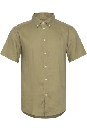 Les Deux Kris Linen Ss Shirt Tops Shirts Short-sleeved Green
