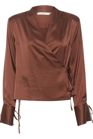 Gestuz Walerygz Wrap Blouse Tops Blouses Long-sleeved Brown