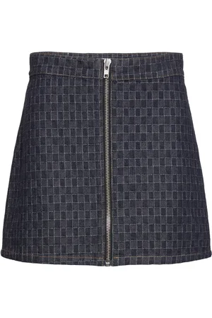 Hope Brick Skirt Textured Indigo Designers Short Blue