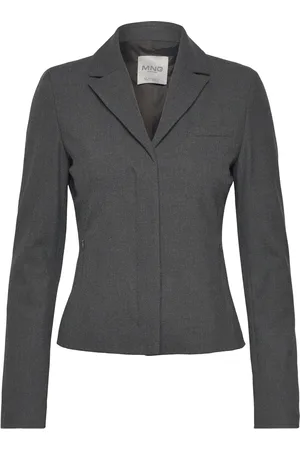 MANGO Fitted Zipper Jacket Blazers Single Breasted Blazers Grey