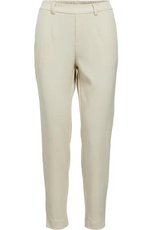 Object Objlisa Slim Pant Noos Bottoms Trousers Slim Fit Trousers Cream