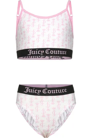 Juicy Couture Juicy Aop Bralette And Bikini Brief Set Hanging Bikini Pink