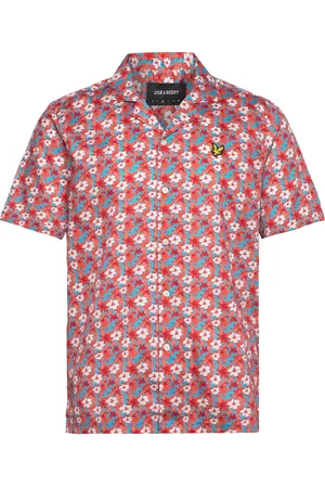 Lyle & Scott Floral Print Resort Shirt Tops Shirts Short-sleeved Red