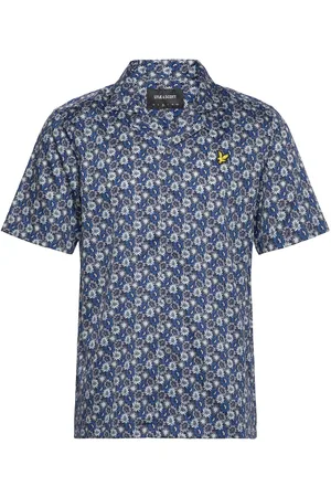 Lyle & Scott Floral Print Resort Shirt Tops Shirts Short-sleeved Navy